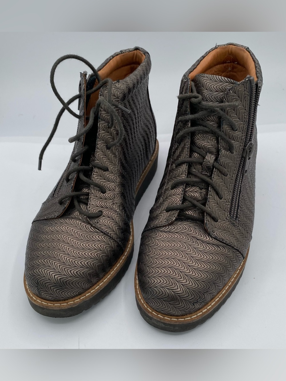 l'amour des pieds xandrine sneaker boots 7 bronze brown Zip  AA18